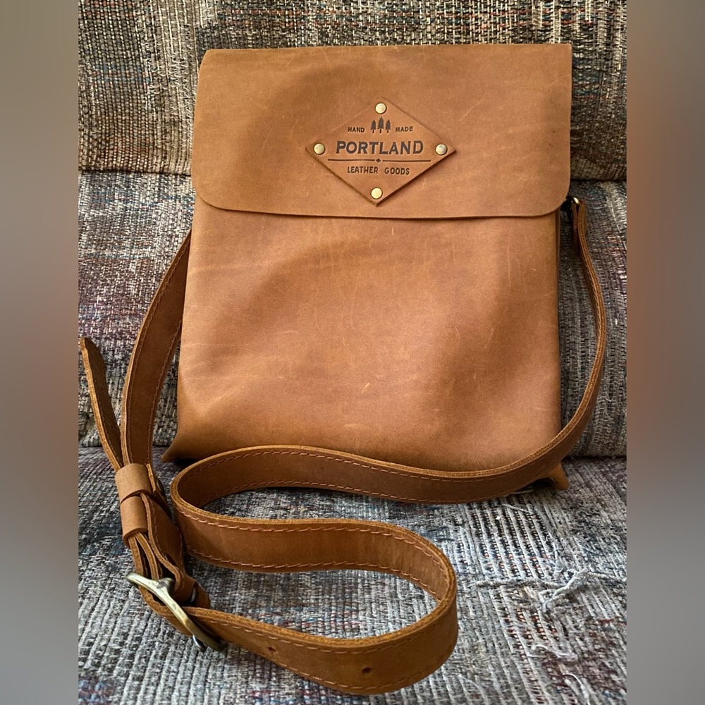 Portland Leather Goods Hawkeye Leather Satchel Crossbody.